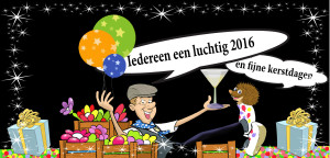 Fijne feestdagen en een gelukkig 2016 van de Haagse Ballonnenboer en Stekeltje